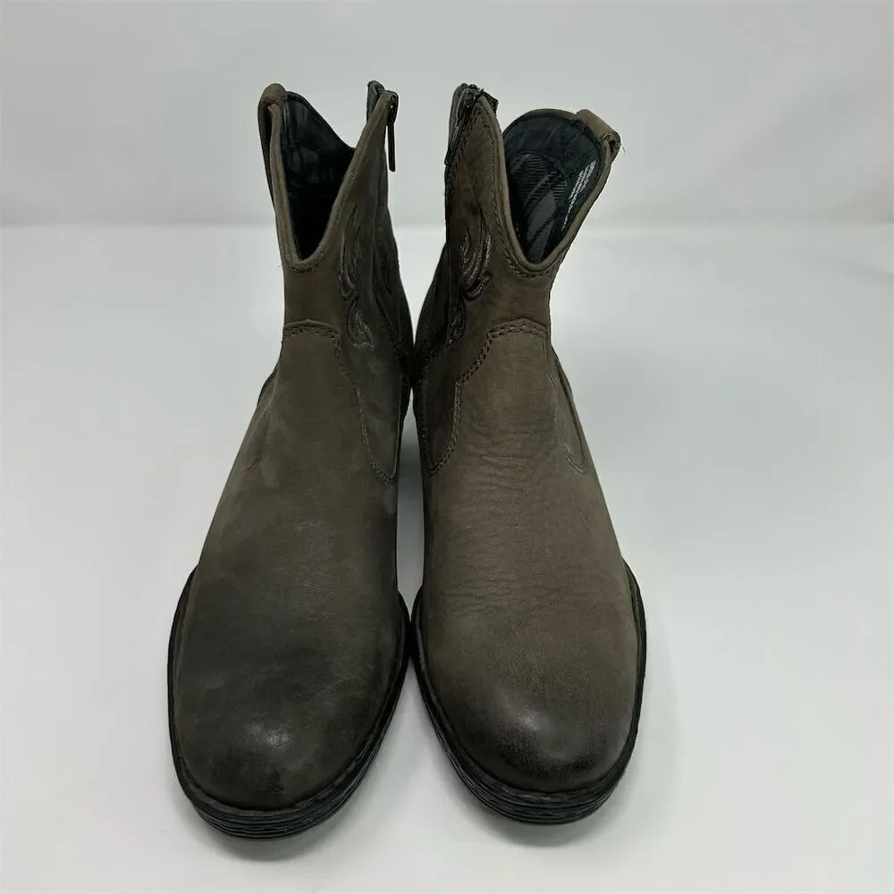Born Women's Riven Western Ankle Boots Gray Leather Size 10 Embroidered Quality - Picture 6 of 14